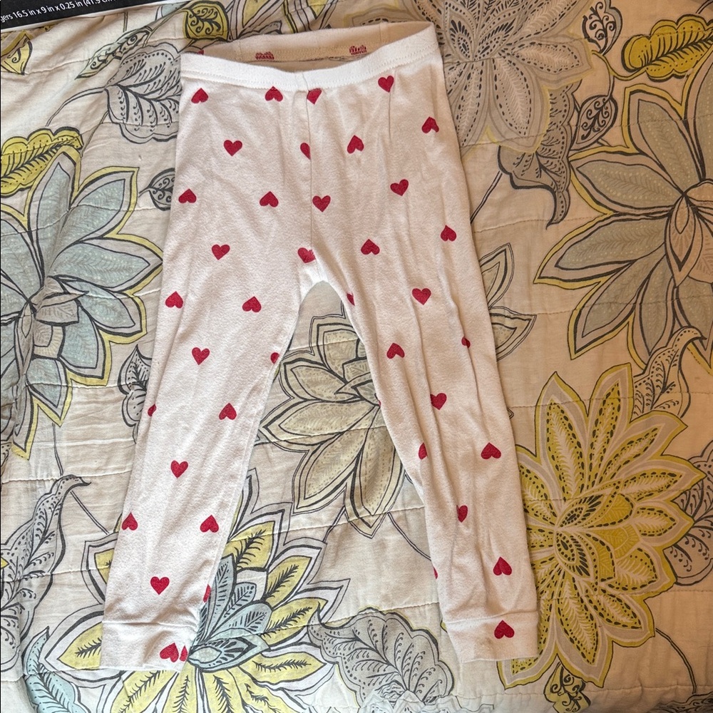GAP Baby White Pajama Pants with Red Hearts
